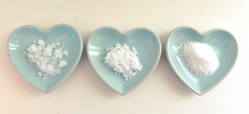 カンホアの塩３タイプの粒の比較